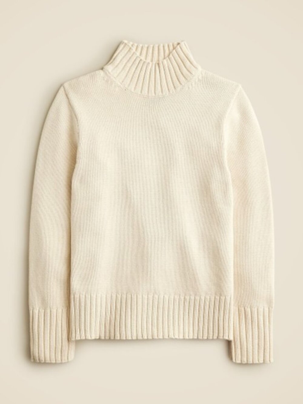 J Crew Cream 100% Cotton Heavy Knit Turtleneck Sweater EUC M - Picture 2 of 6
